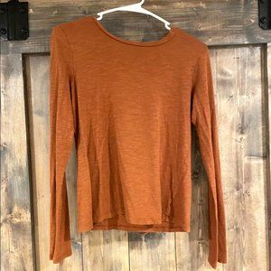 Dark Cinnamon-Orange Long-Sleeved Top